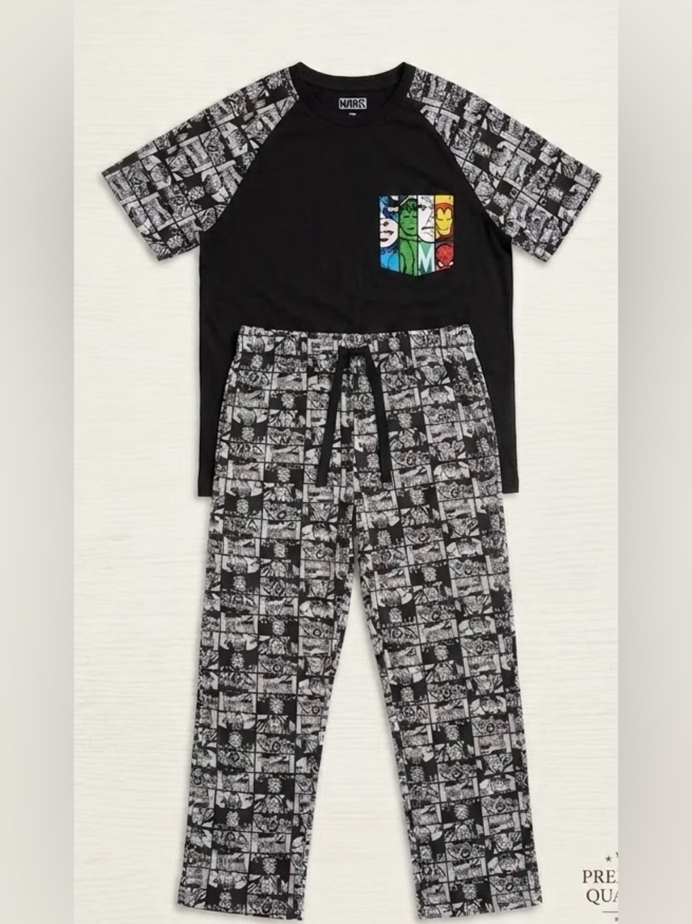 Marvel Black Lounge Pajama Set Size S